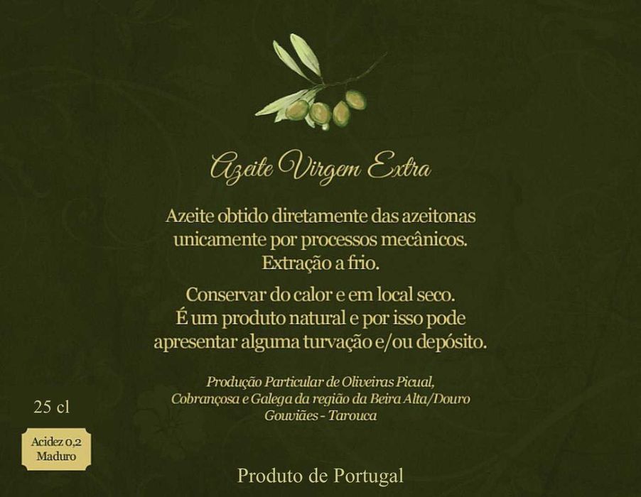 Azeite Biológico 0,2. Produção particular nas encostas do Varosa.