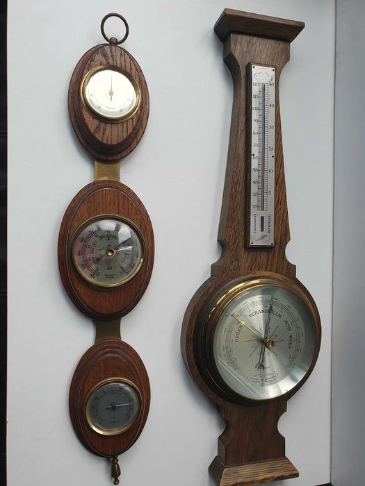 Dois barómetros/termómetros,Vintage Comitti fo London, , cerca 1950