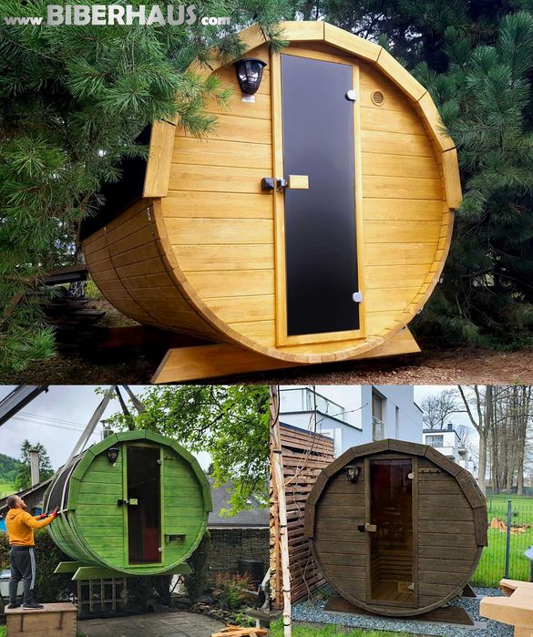 SAUNA Ogrodowa 200 cm MINI DWUpoziomowa +GRATIS Beczka 500L +Akcesoria 3 DNI DOSTAWA