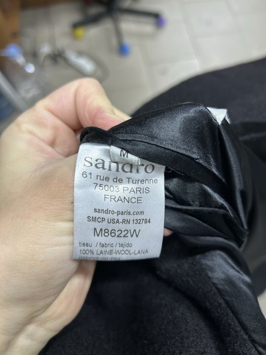 Пальто Sandro M вовна шерсть чоловіче шкіра
