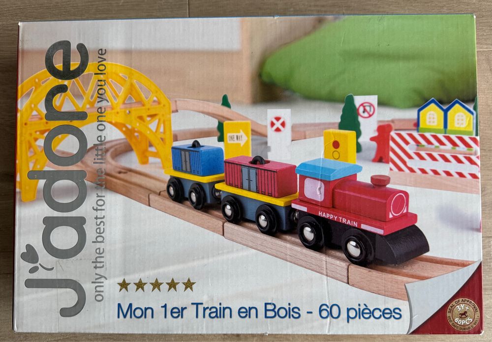 Drewniana kolejka J’adore 60 elementów