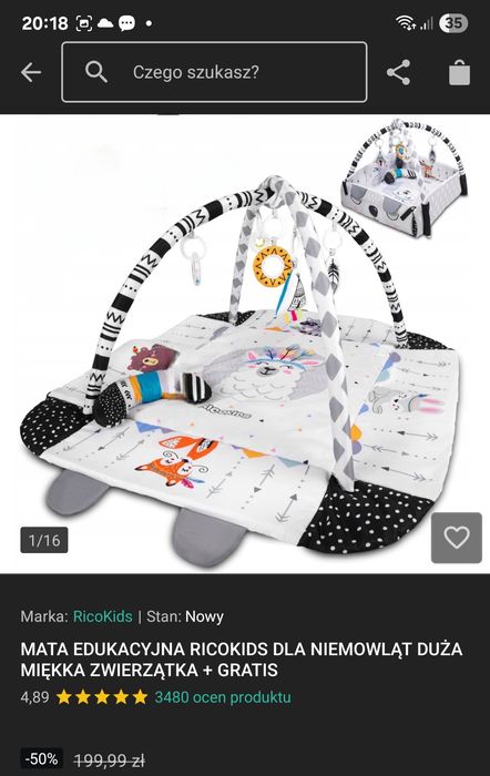 Miękka mata edukacyjna Ricokids dla niemowlą