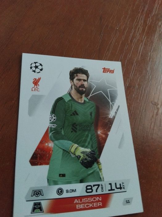 Karta piłkarska match attax Alisson Backer.