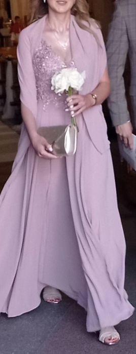 Sukienka na wesele różowa pudrowy róż S