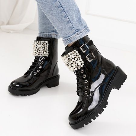 LAKIEROWANE 36 37 38 MATOWE 39 40 41 Botki workery z perłami perełkami