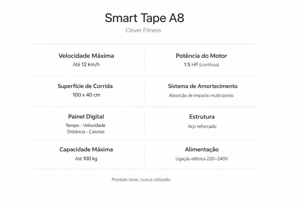 Passadeira Elétrica Clover Fitness Smart Tape A8 – NOVA