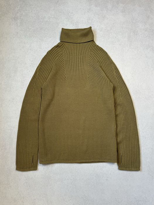 Вязаний светер Uniqlo мужской гольф с высоким воротником оригінал. Чоловічий светр Uniqlo хакі кольору водолазка оригінал