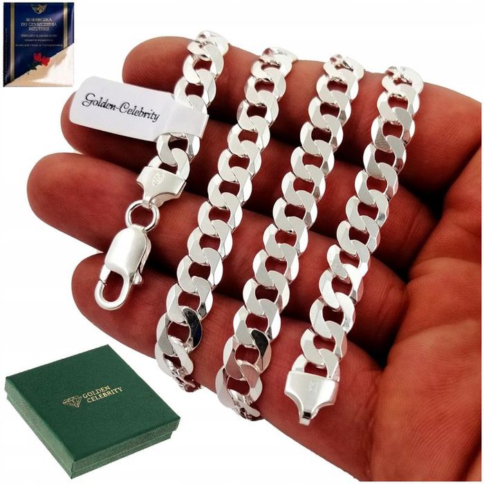 Gruby Męski Łańcuszek Srebrny 925 Szeroki Na Prezent Dla Dziadka+ Dedy