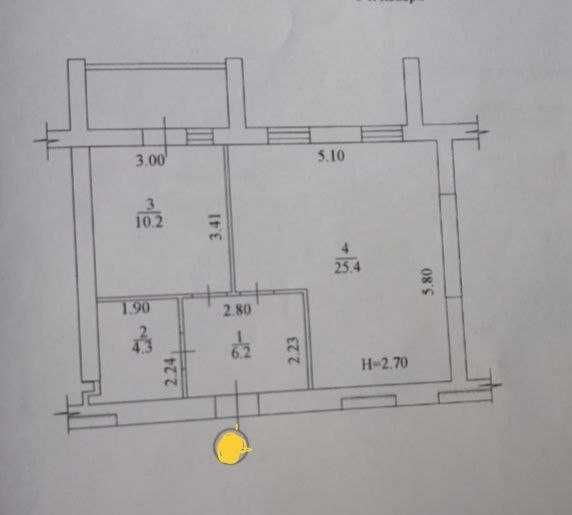 Продам 1 кв , ЖК Миру 3, 48 метрів