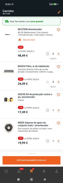 NOVOS: BMW E60 2008 Amortecedor BILSTEIN B4 Eixo traseiro