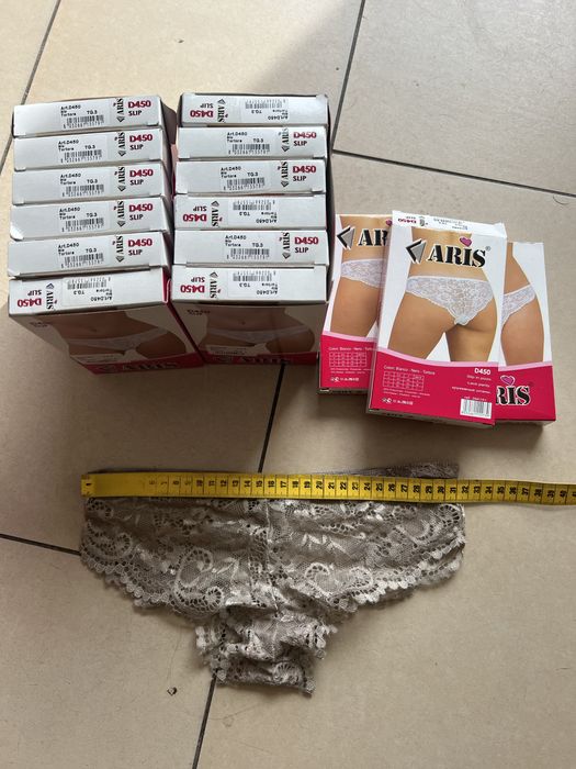 Majtki Aris 15 par s/m bezowo zlota koronka