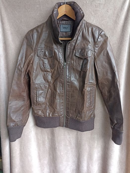 Brązowa skóra naturalna kurtka pilotka damska skóra naturalna Only M/L