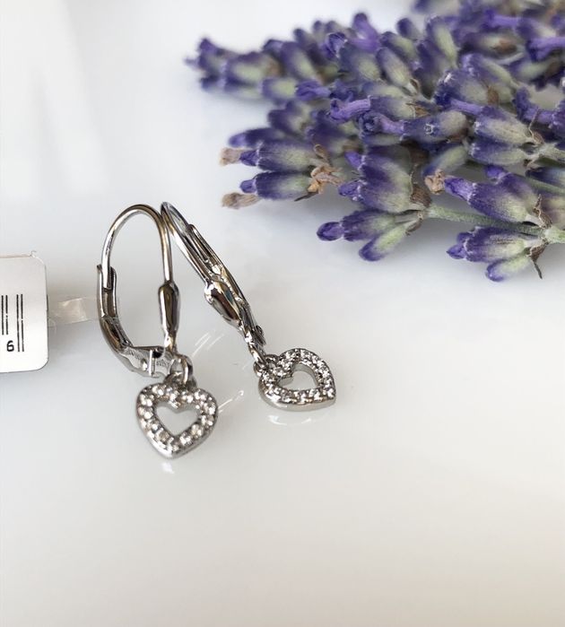 Срібні сережки Xenox, серце, цирконій