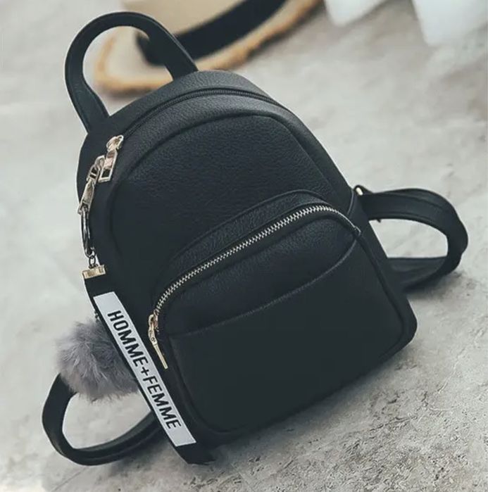 Женский кожаный черный серый новый городской рюкзак шкіряний ранец