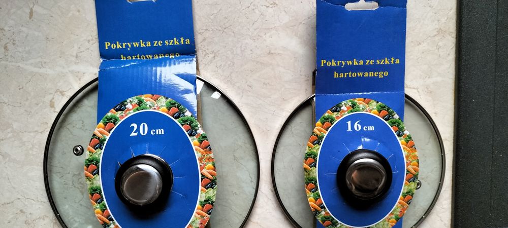 Pokrywki szkło hartowane 20 cm i 16 cm