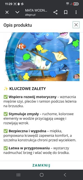 Mata wodna i zabawki sensoryczne dla niemowlaka nowe