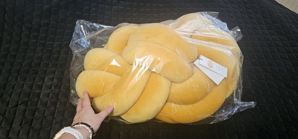 Duża poduszka pleciona, mięciutka handmade