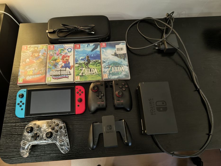 Nintendo switch (consola+jogos+comandos+microSD256G)