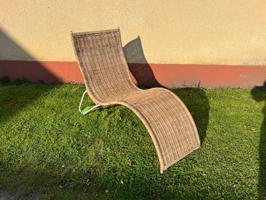 Relaksujący Leżak Ogrodowy / Balkonowy z Naturalnego Rattanu