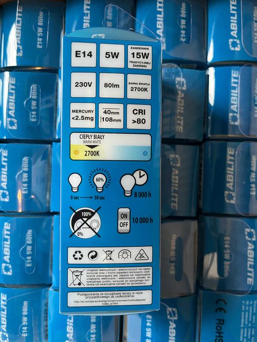 Żarówka Świetlówka Abilite CFL E14 5W 50szt.