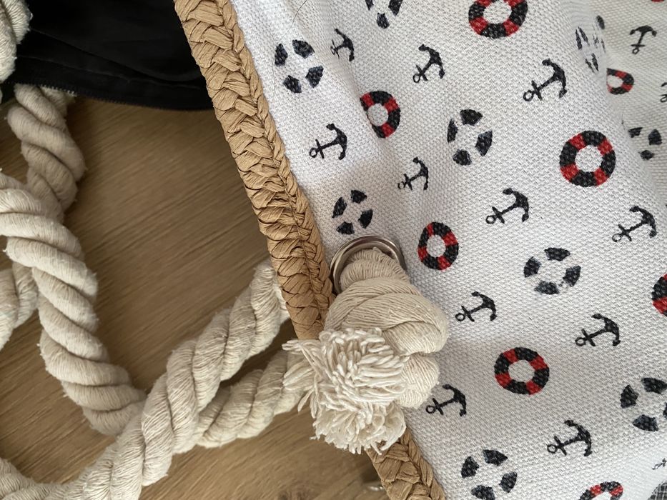 Duża Torba marynarska w kotwice sznurki na zamek