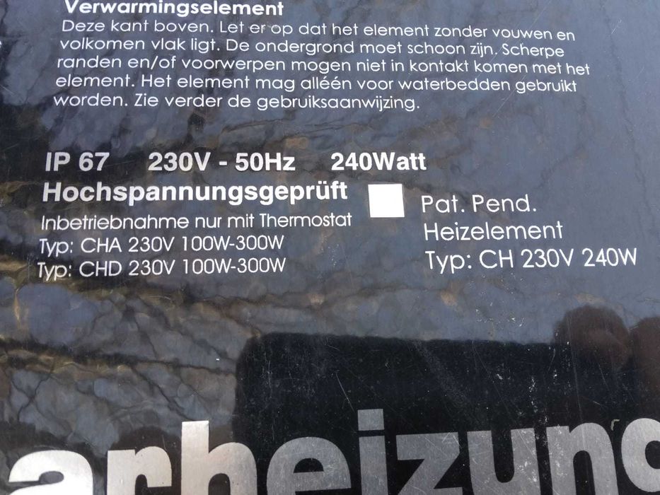 Grzejnik do łóżka wodnego "Classic" o mocy 240 W