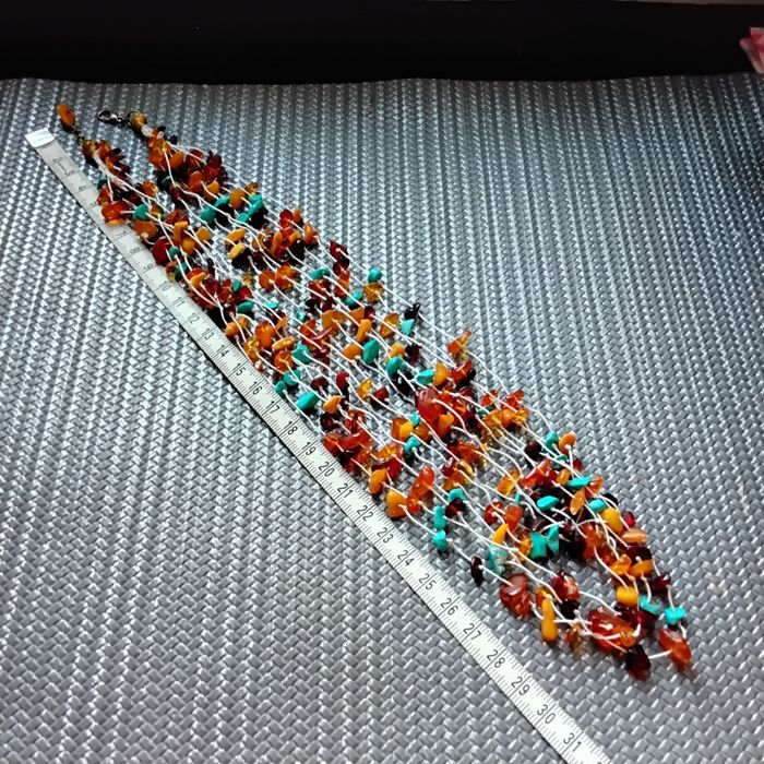 Naszyjnik bursztyn turkus