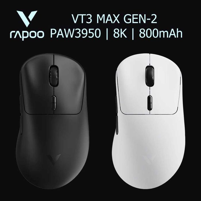 Нова‼️Мишка Rapoo VT3 MAX GEN-2| PAW3950 | 8K | 53г Є гарантія! Колір - білий, чорний