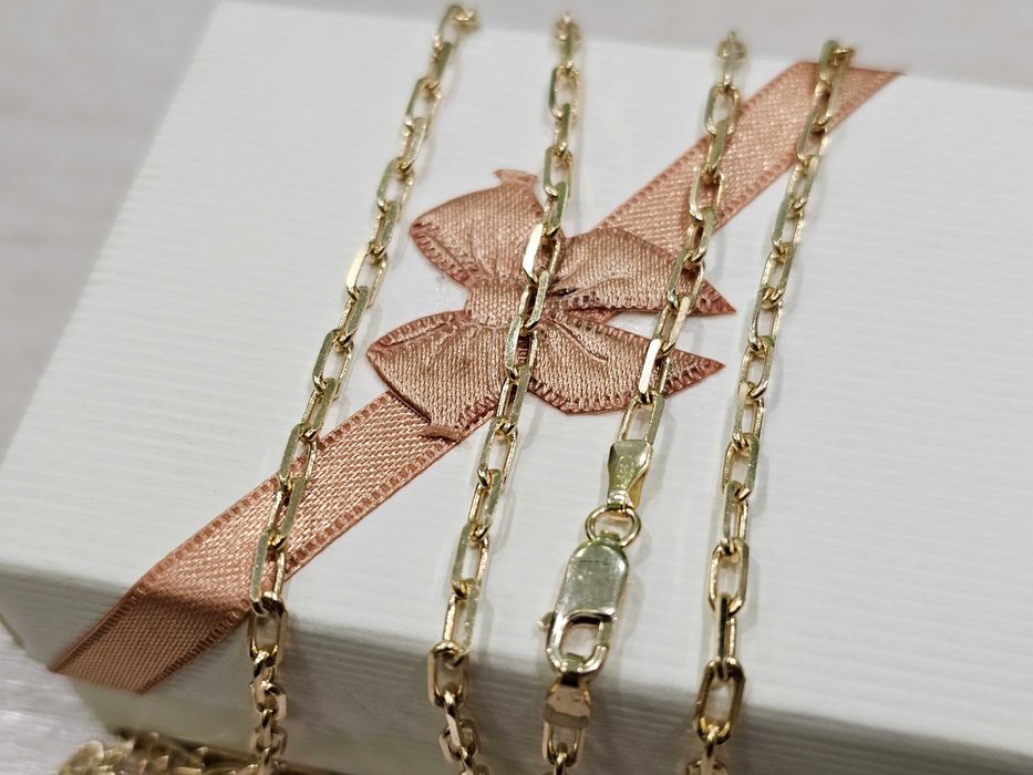 Złoty łańcuszek ankier z większych pełnych ogniw PR 585 55 cm