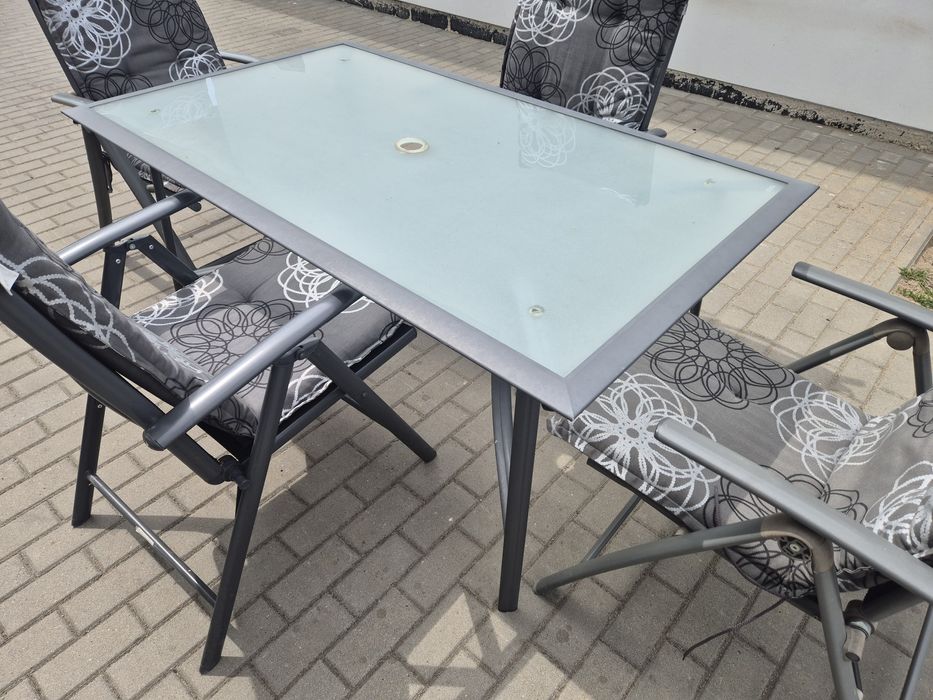 Komplet ogrodowy aluminiowy stół + 4 krzesła  TRANSPORT