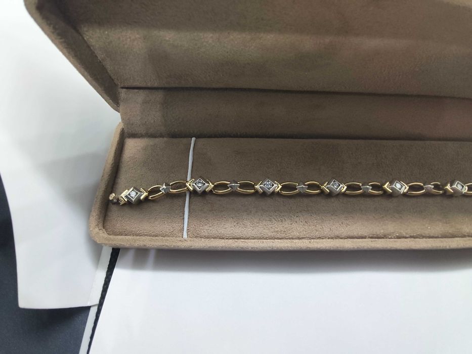 Złota bransoletka z brylantami 0.86ct VS1-SI1/H certyfikat, ciężka 19cm