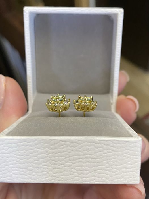 Срібні сережки з діамантами муасанітами колір веселка 0.5 ct*2. Сертифікат