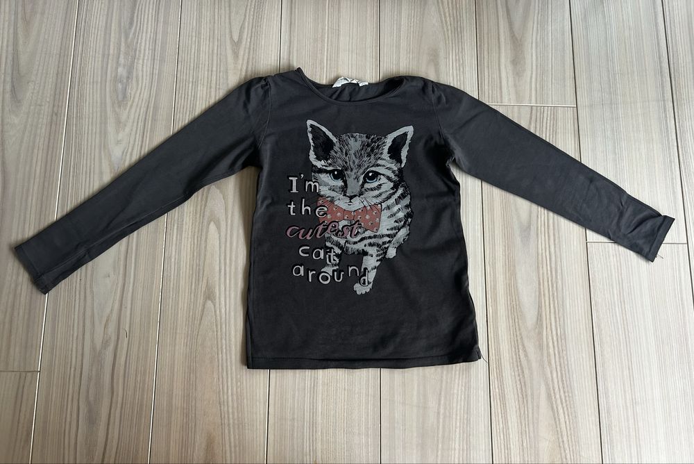 Bluzka z kotkiem 122/128 H&M