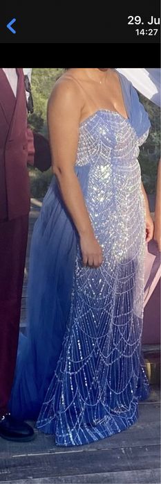 Vestido para festas azul/brilhante