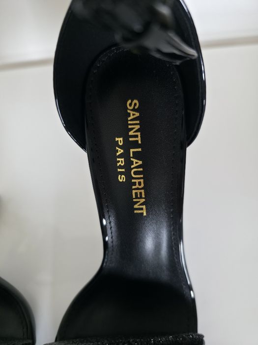 Saint Laurent Opyum Sandals - czarne szpilki z logo YSL