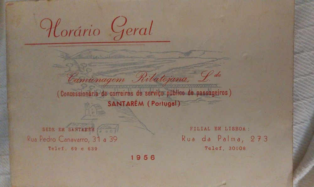Horário  geral de camionagem Ribatejana de 1956