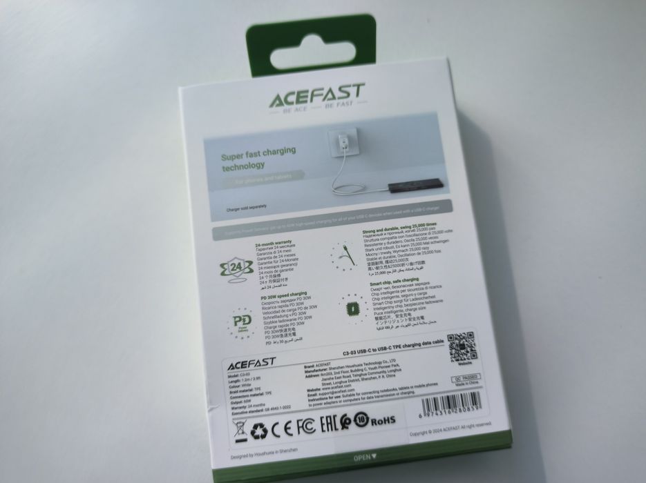 Новий кабель ACEFAST C3-03 USB-C to USB-C (60W)