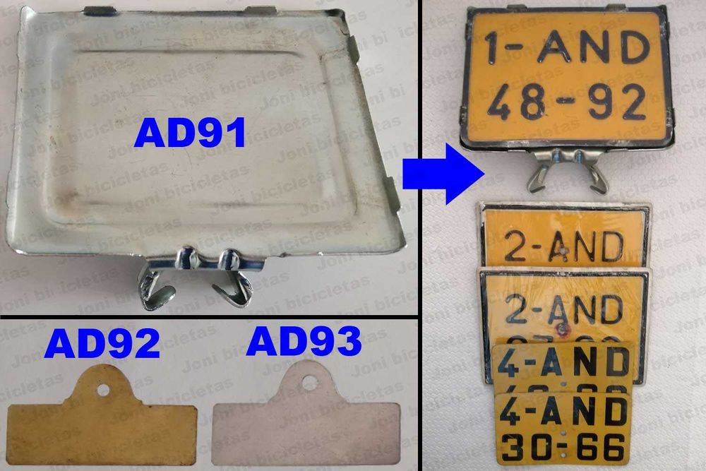 Antiguidades de coleção de bicicleta (matrículas, suportes)