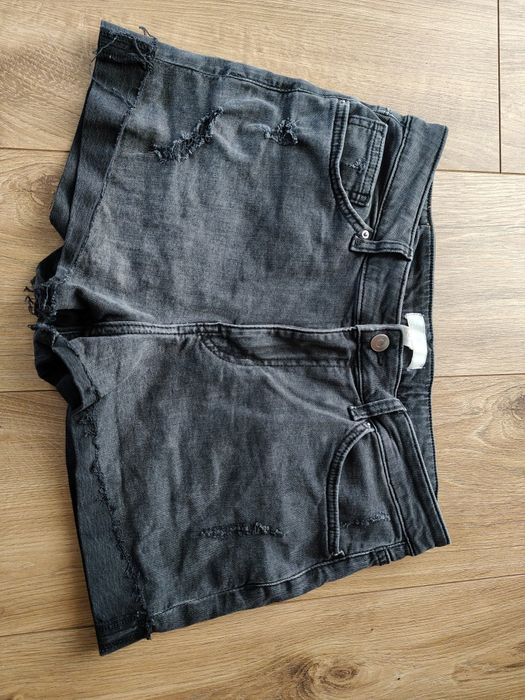 Shorty krótkie spodenki szorty damskie czarne jeans dżinsy h&m