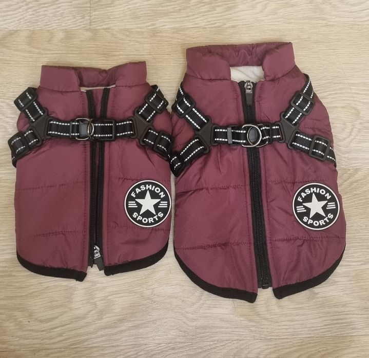 Одежда для собак ,непромокаемая теплая жилетка с шлейкой