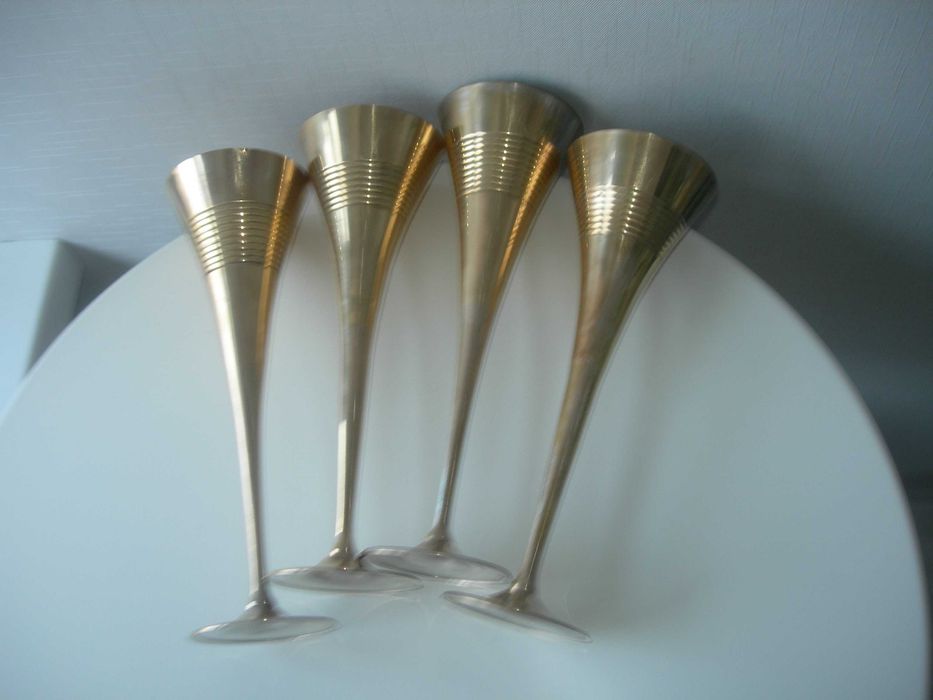 Бокалы, бронза, Англия, большие, h 24 см, 4 шт