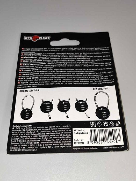 Kłódka Szyfrowa Zamek z Kodem Numerycznym Terrarium Repti Planet Nowa