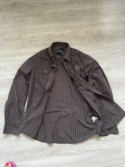 Next size M koszula męska szara w prążki pagony kieszenie naszywki