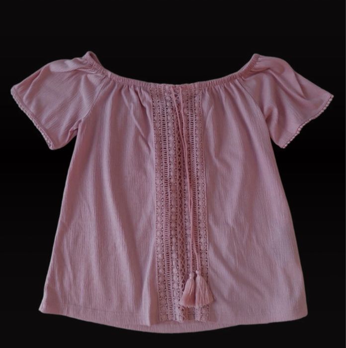 Letnia bluzka hiszpanka łososiowa pudrowy róż h&m xs 34