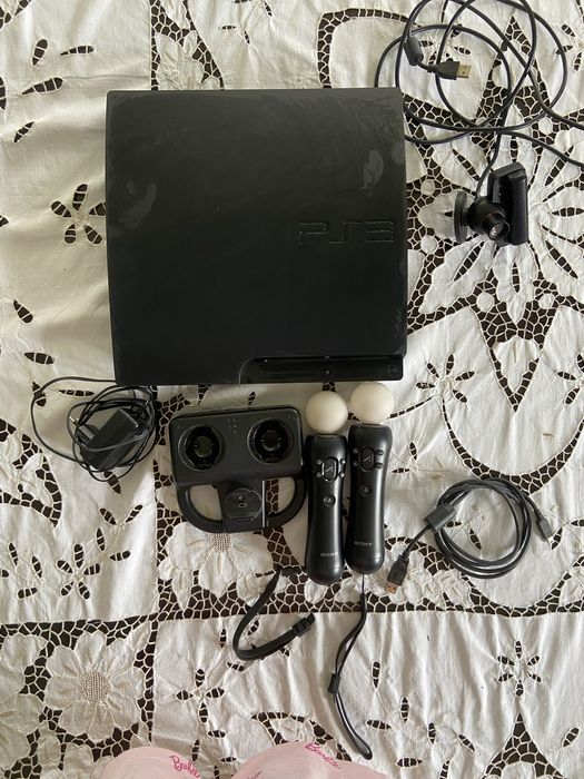 Playstation 3 slim, pady, gry, kamera, kontrolery ruchu