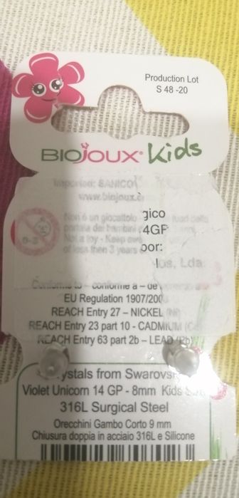 Brincos criança unicórnio com cristais da Swarovski