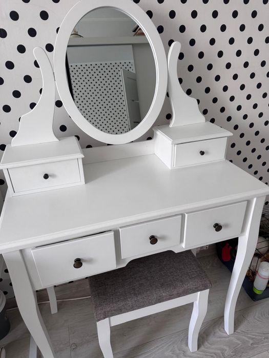 Toaletka MALLING z lustrem 5 szuflad biały