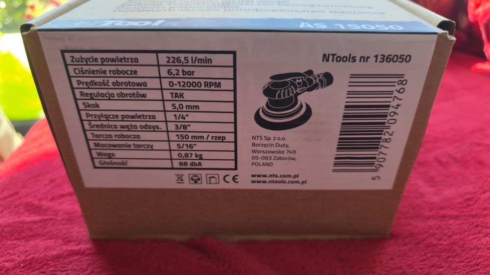 NTools AS 15050 szlifierka pneumatyczna nowa skok 5mm