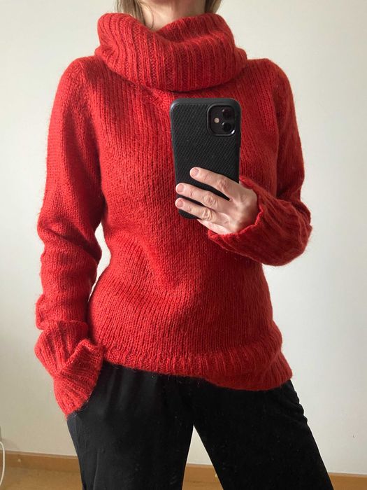 H&m sweter rozm M z moherem ceglasty pomarańczowy z golfem ciepły