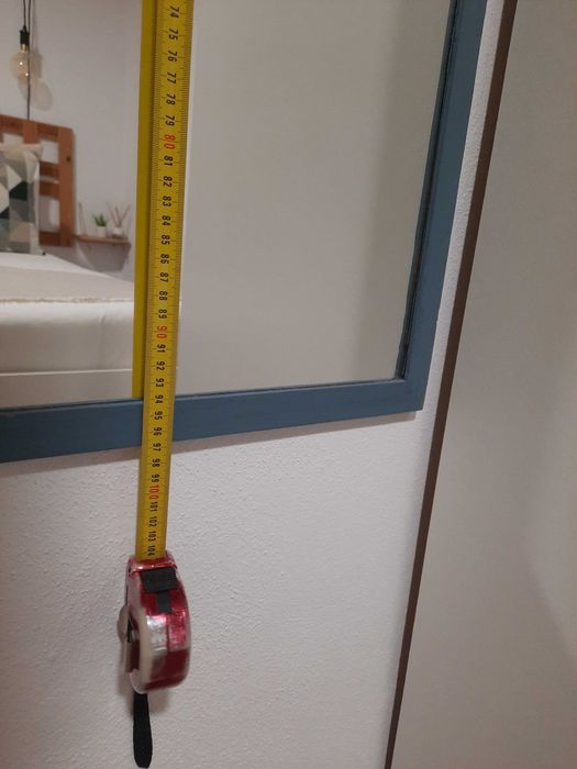 Espelho madeira azul 91x39,5 cm